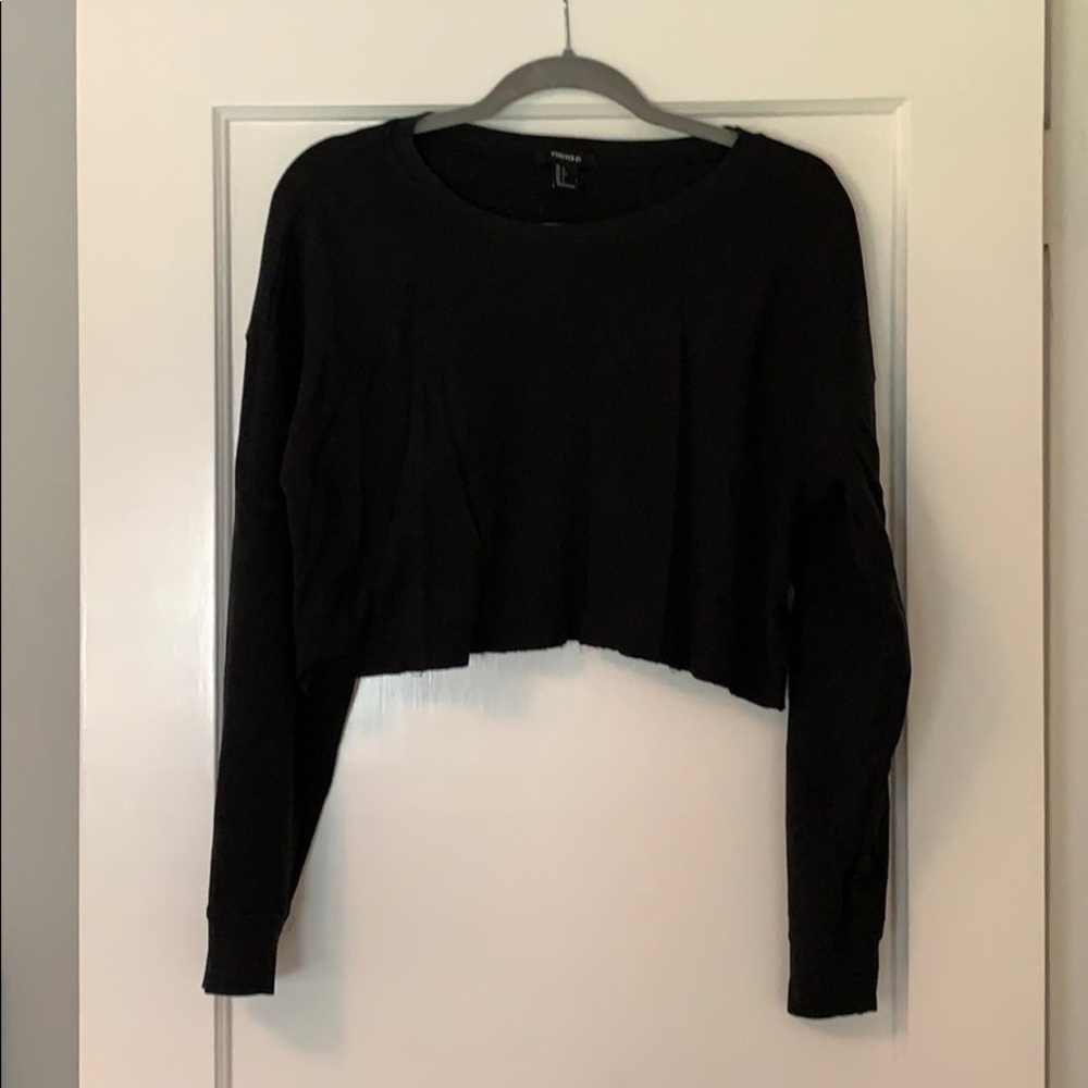 Forever21 Long Sleeve Waffle Crop Top